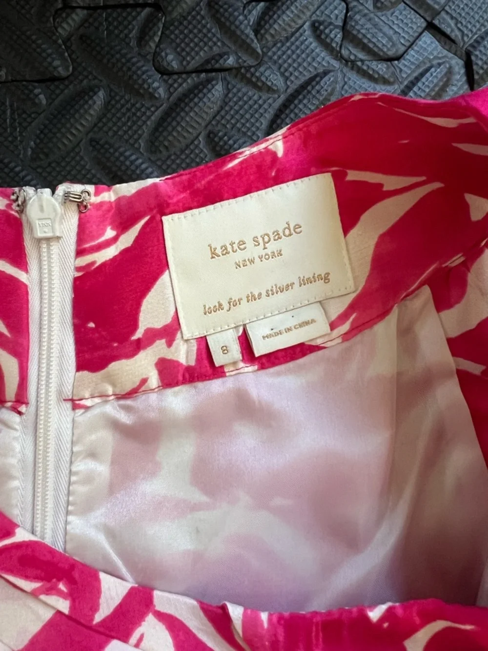 Kate Spade Minnie Rose Fuchsia‎ Pink White Rose Print Halter Midi Dress Size 8